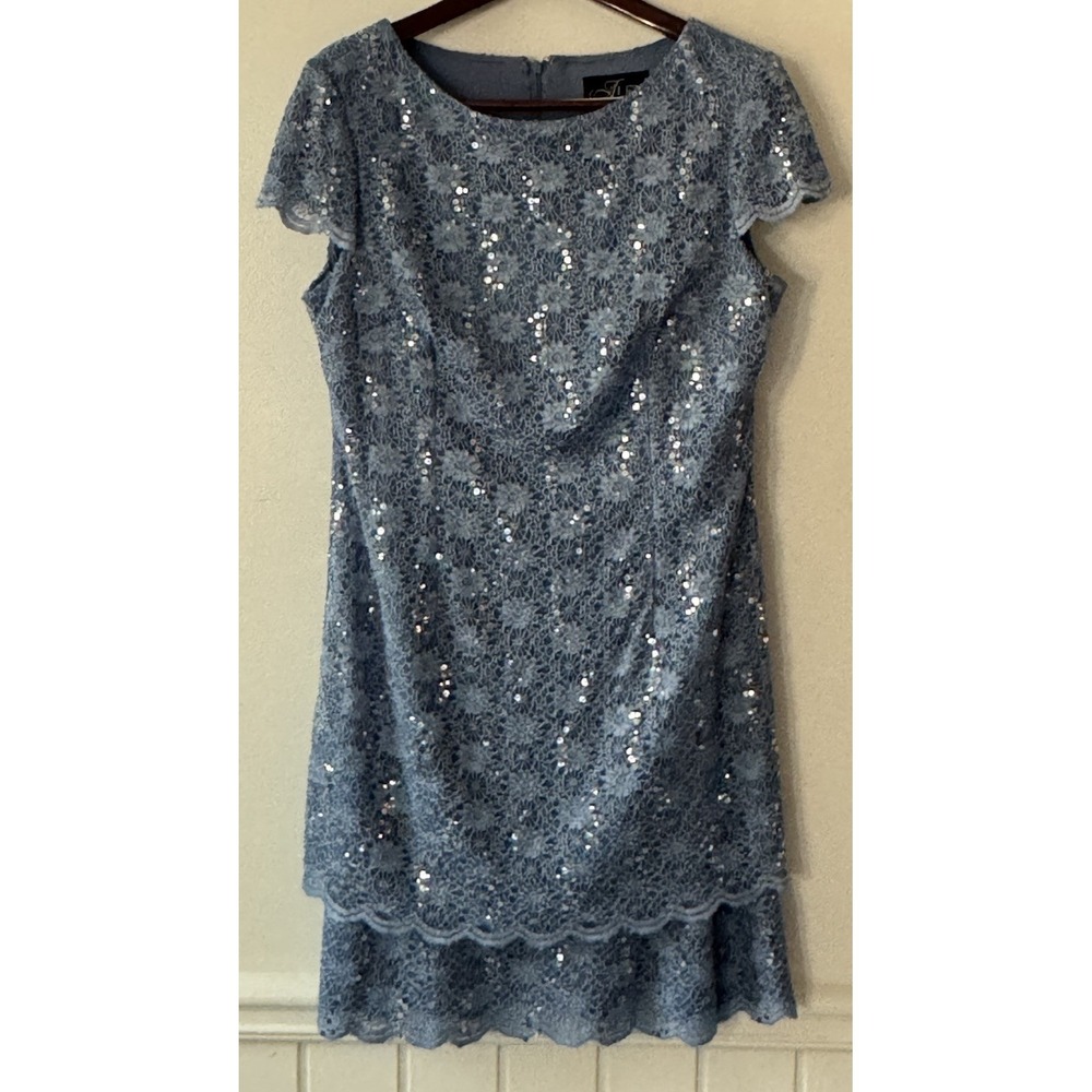 Alex Evenings Dress Size 16 Lace Sequin Light Blue wedding‎